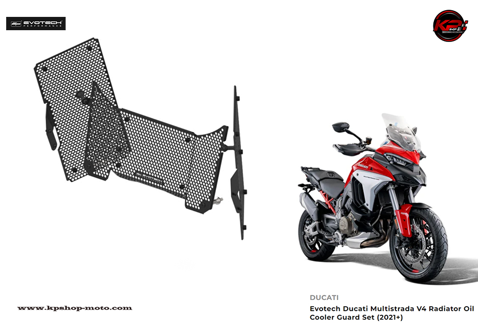 การ์ดหม้อน้ำ การ์ดออยส์ Evotech Ducati Multistrada V4 Radiator Oil Cooler Guard Set (2021+)