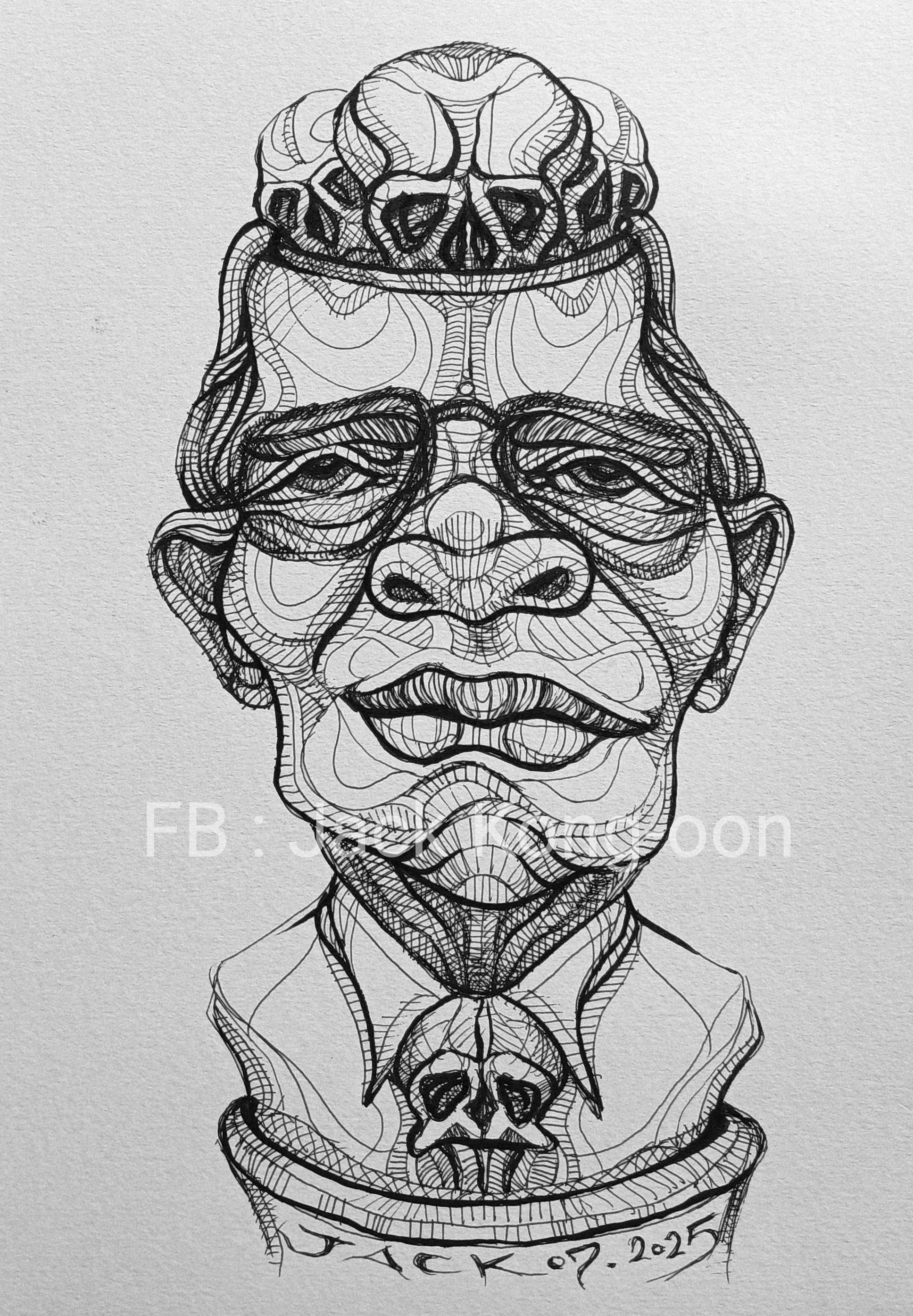 Surreal Portrait16 (HS) วาดเส้นปากกา หมึกดำ กระดาษ 200 แกรม ขนาด 21×29.7 cm. A4