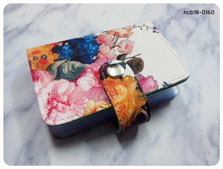 (ncb18-0160) กระเป๋าใส่นามบัตร (18 ใบ) ลายดอกไม้เดคูพาจ #2