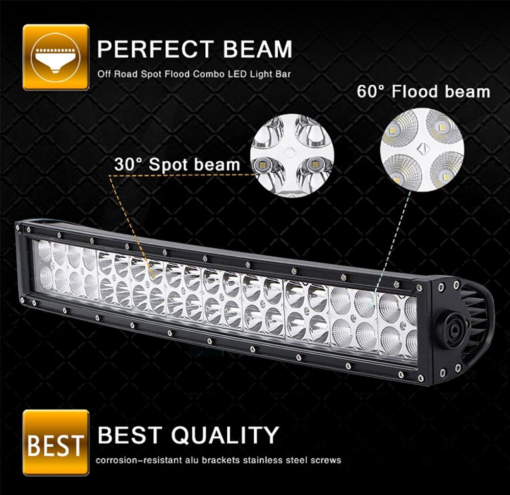 สว่างตาเเตก !! LED Light Bar ไฟรถยนต์ 120W บาร์ยาว ทรงโค้ง ไฟหน้ารถ ไฟท้าย สำหรับอะไหล่รถ อุปกรณ์รถยนต์ รถสิบล้อ รถบรรทุก รถ Jeep ATV เรือประมง เรือยอชท์ รถบรรทุก รถสิบล้อ สว่างมาก เเสงพุ่งเเละเเสงกระจาย งานพรีเมี่ยม เเสงขาว 12V-24V จำนวน 1 ชิ้น