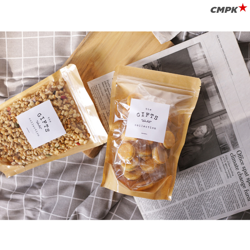 ถุงคราฟท์ซิปล็อค ตั้งได้ หน้าใส Food Safty ใส่ขนม กันอากาศเข้าได้ดี (50ใบ) - STK