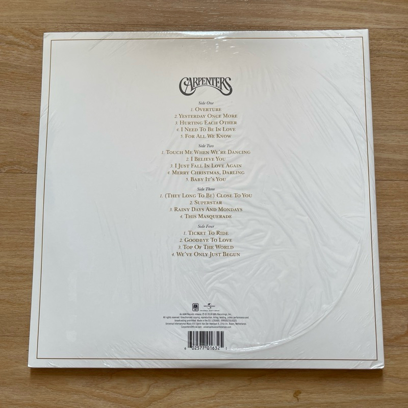 แผ่นเสียง Carpenters– Carpenters With The Royal Philharmonic Orchestra, 2 × Vinyl, มือหนึ่ง ซีล *มุมซ้ายล่างยู่นิด