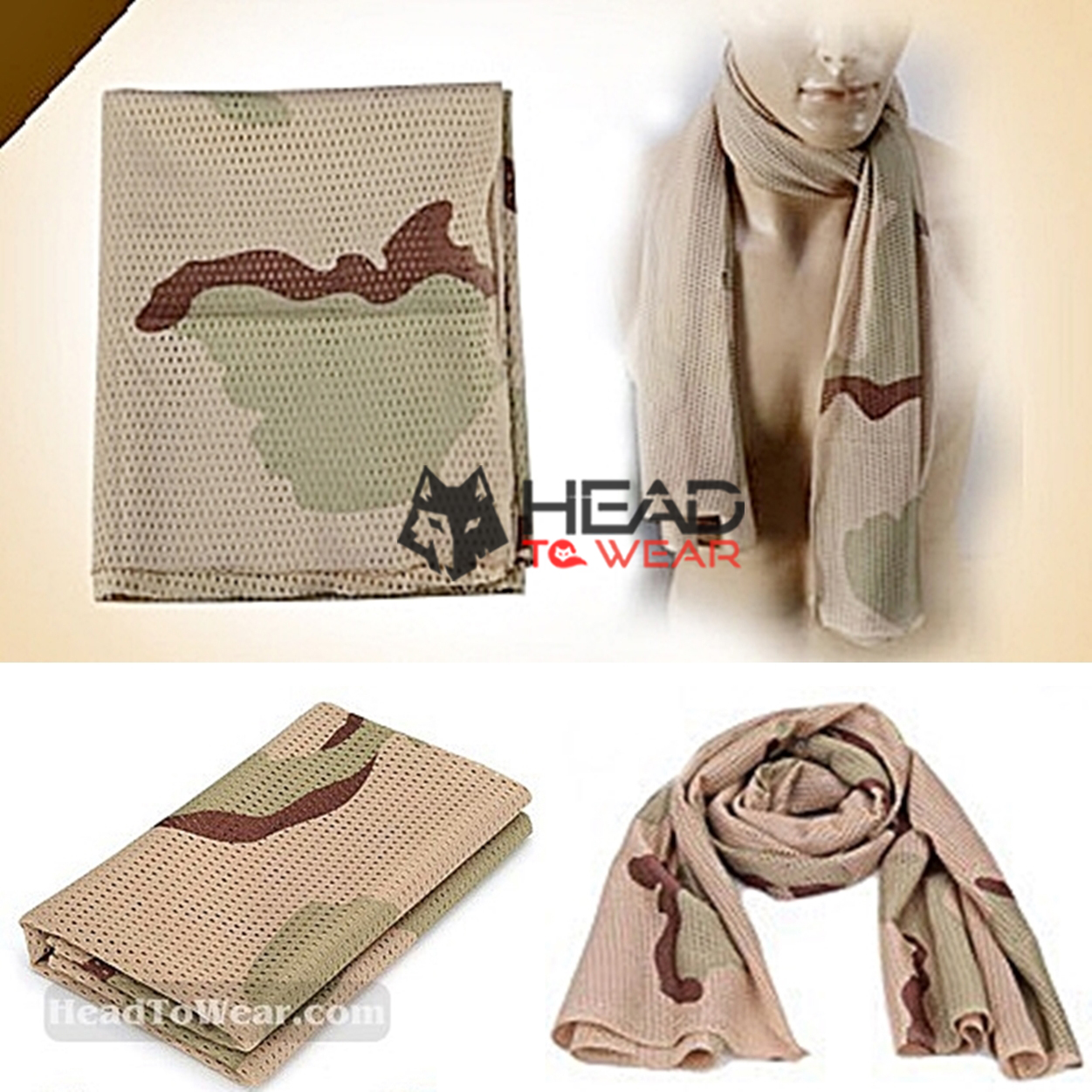 ผ้าพันคอทหาร Military Scarf : Cream Desert รหัส SC005