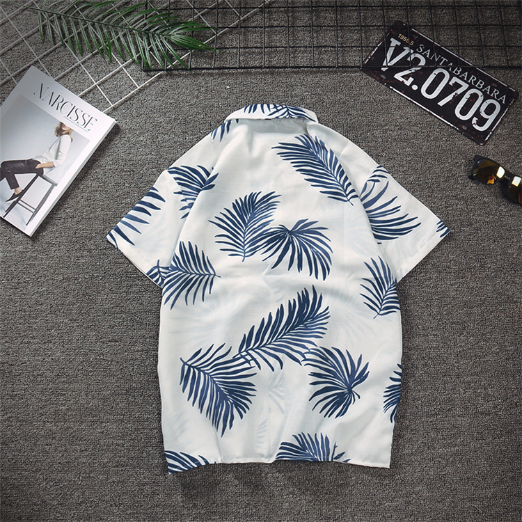 ✅ ลดล้างสต๊อค (S19 ลายใบไม้) เสื้อเชิ้ตแขนสั้น Shirt แฟชั่น เสื้อเที่ยว M L XL XXL 2XL
