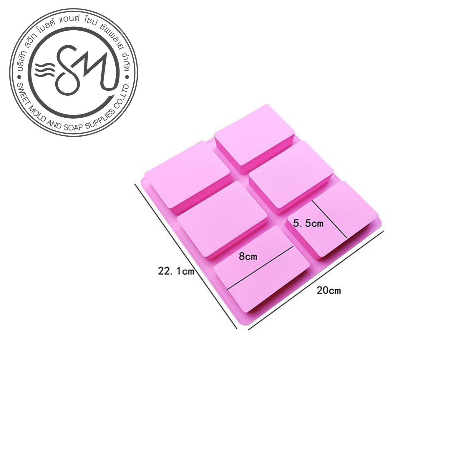 พิมพ์ซิลิโคน แม่พิมพ์สี่เหลี่ยมผืนผ้า ขนาด120กรัม 6ช่อง :007951