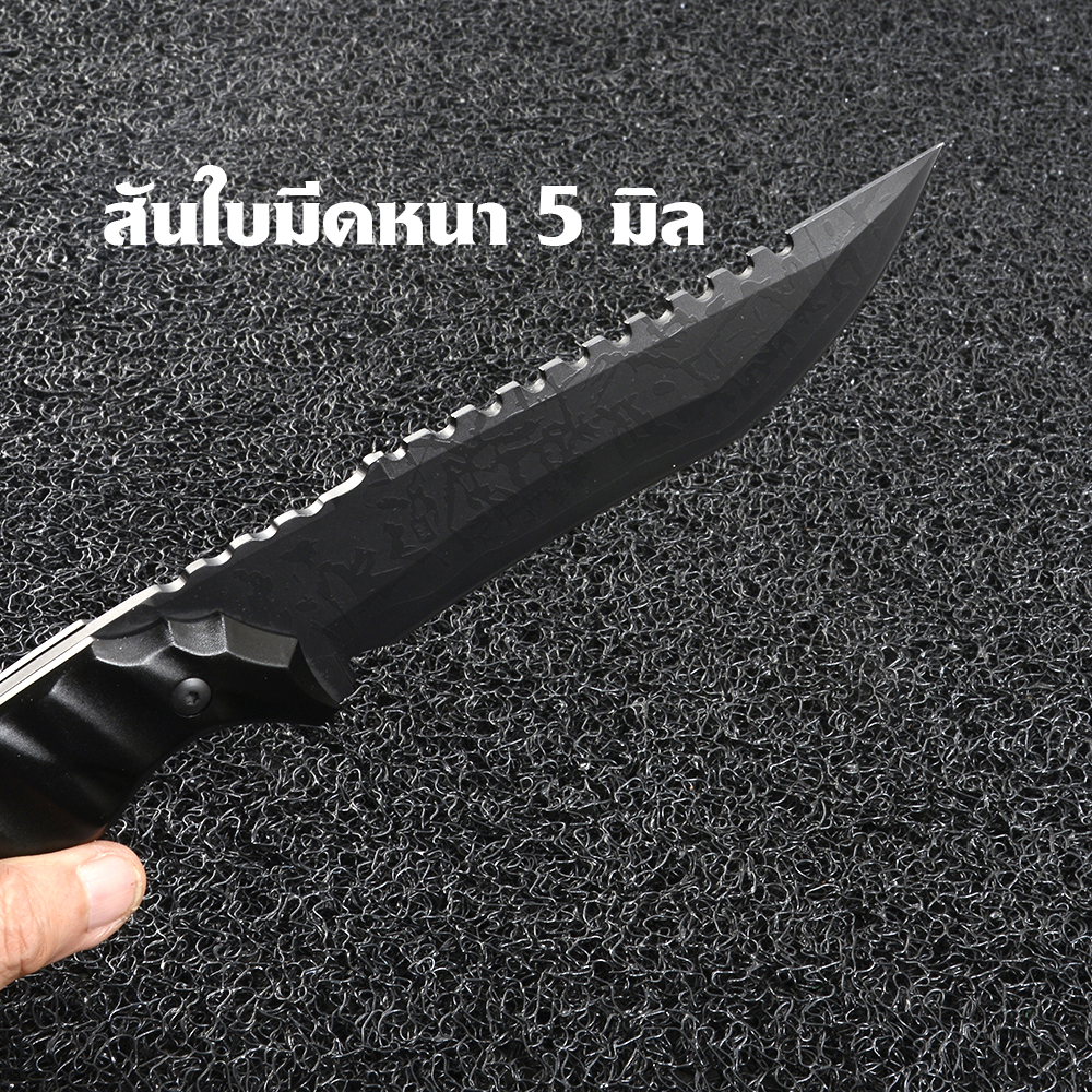 DG-78 มีดใบตาย มีดเดินป่า มีดแคมปิ้ง Fixed Blade มีดพกยุทธวิธี EDC#S017B 1 510 กรัม Black 30cm.