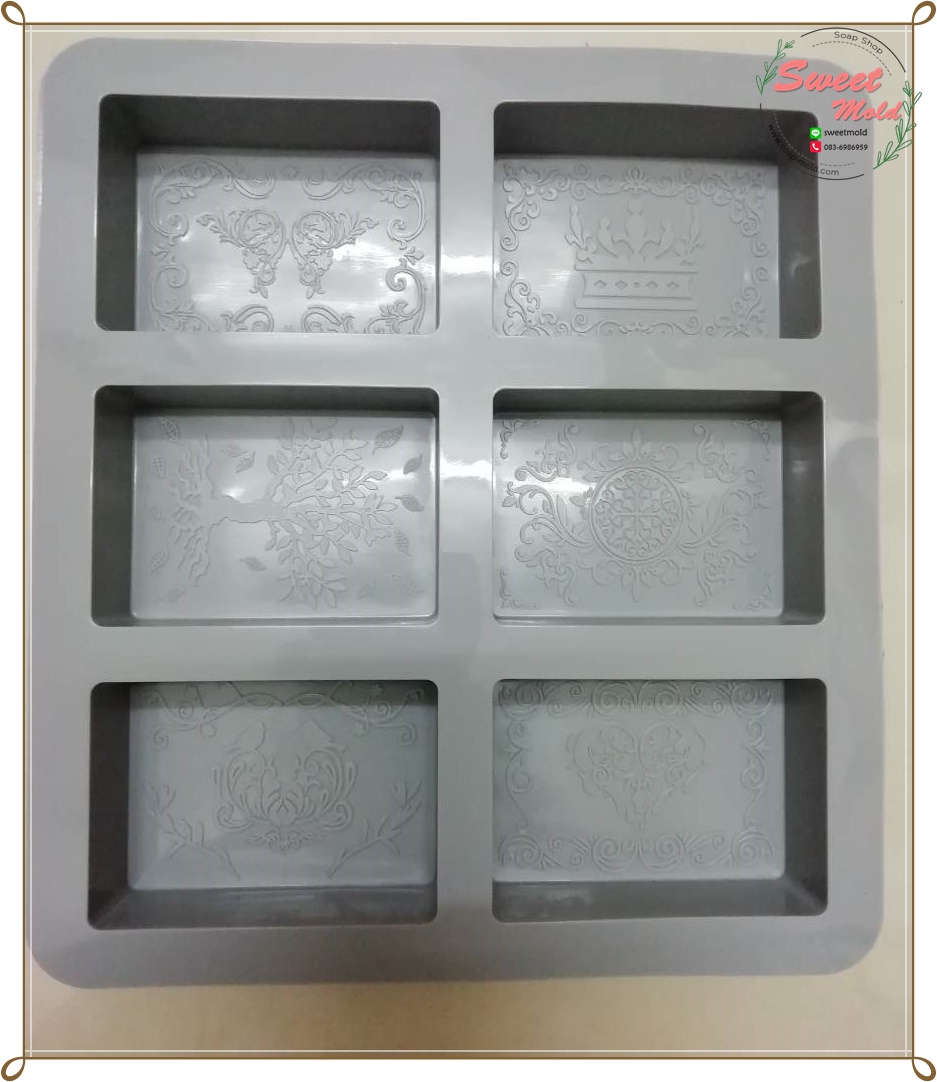 แม่พิมพ์รูปสี่เหลี่ยมผืนผ้า ขนาด100กรัม 6ช่อง :006297