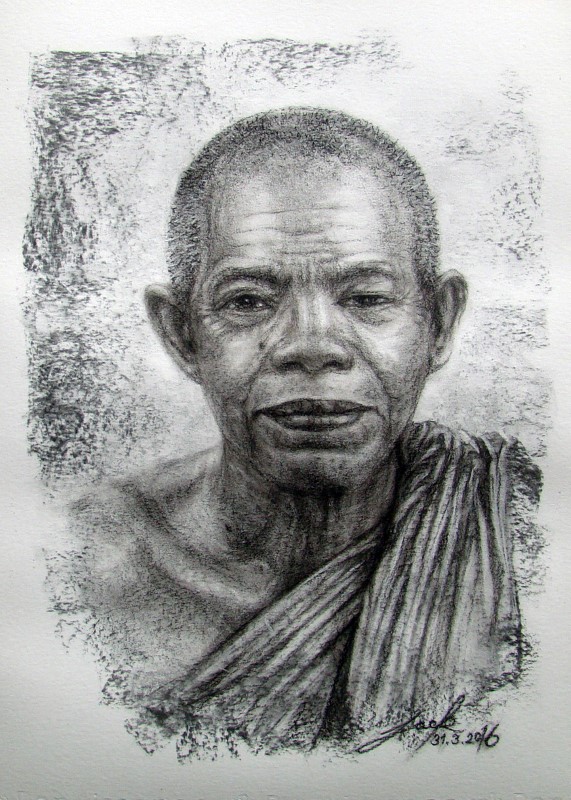 หลวงพ่อคูณ วัดบ้านไร่ ภาพวาดดินสอ ถ่านชาโคล บนกระดาษ 200 แกรม ขนาด 27.5 x 37.5 cm.งานวาดเอง ไม่ใช่งานพิมพ์หรือโปสเตอร์ครับ
