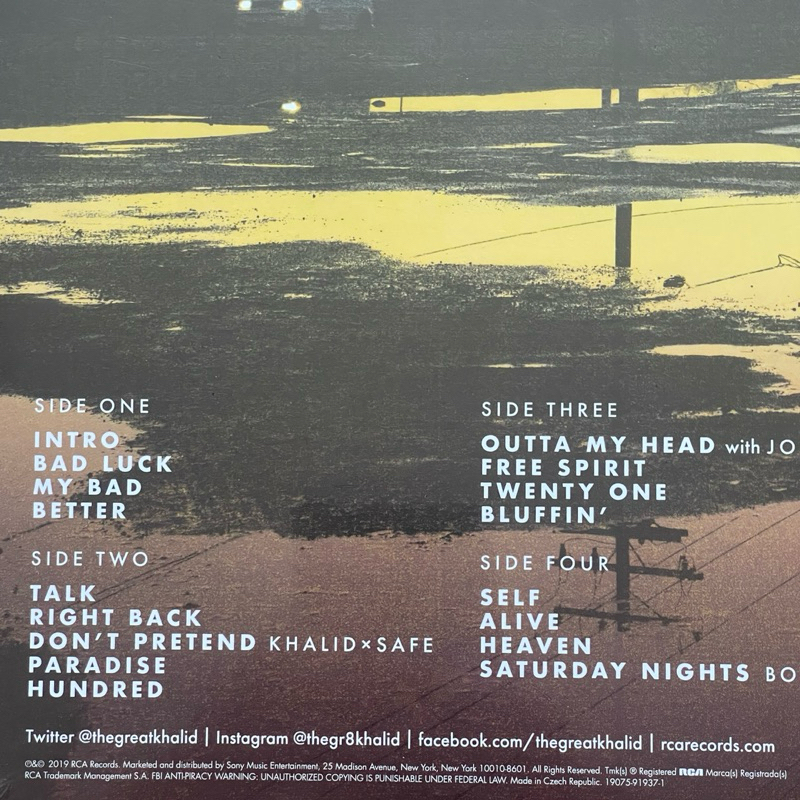 แผ่นเสียง Khalid– Free Spirit , 2 × Vinyl, LP, Album, Gatefold ,EU มือหนึ่ง ซีล