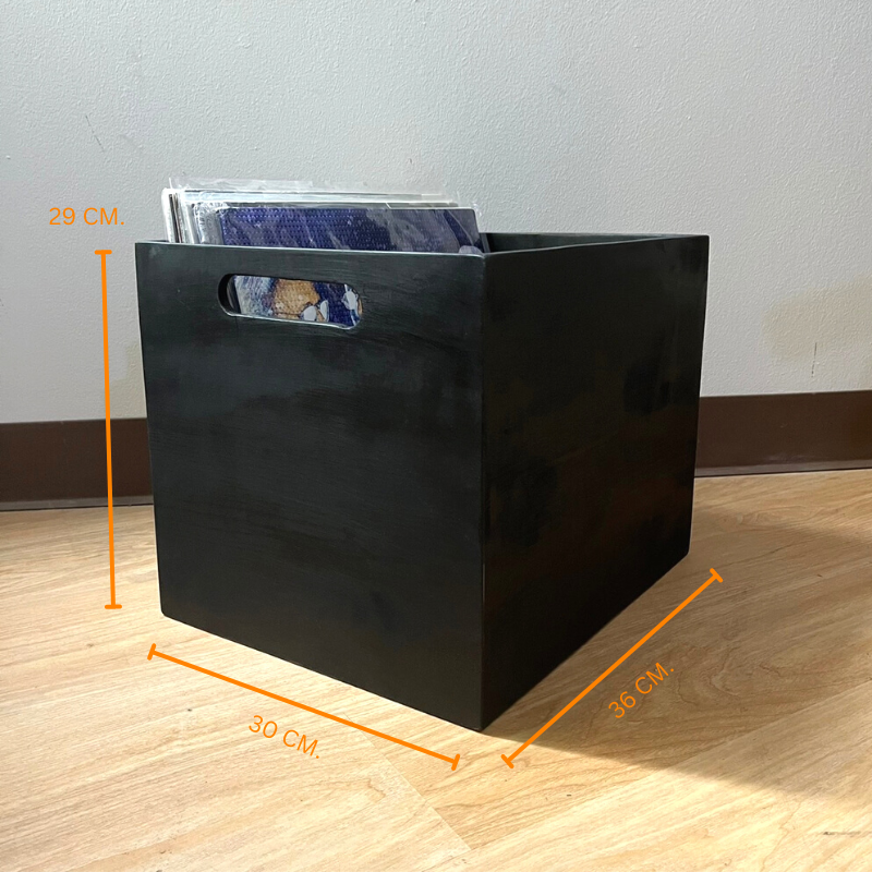 ลังไม้ ลังไม้ตกแต่งบ้าน ลังไม้เก็บแผ่นเสียง ลังไม้เก็บของ สีดำ