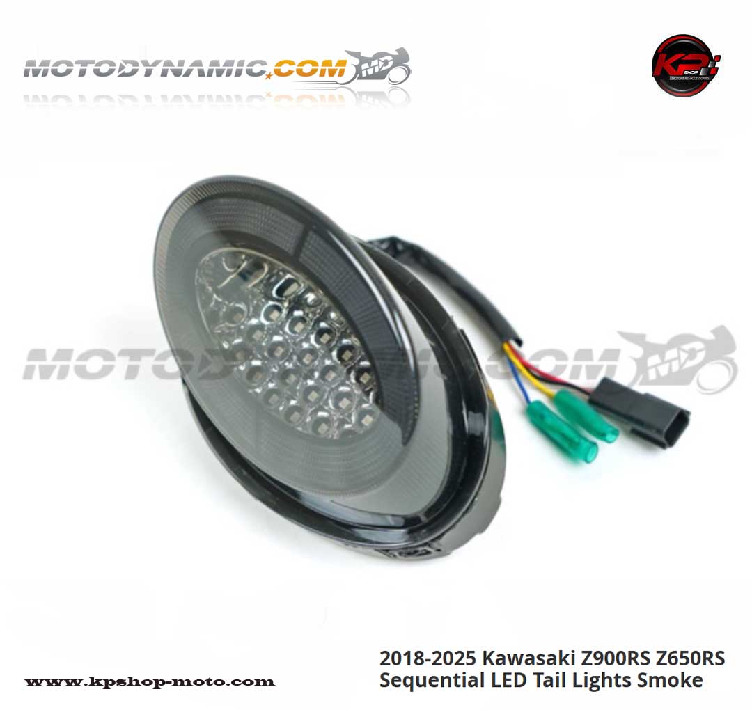ไฟท้ายแต่ง MD 2018-2025 Kawasaki Z900RS Z650RS Sequential LED Tail Lights Smoke