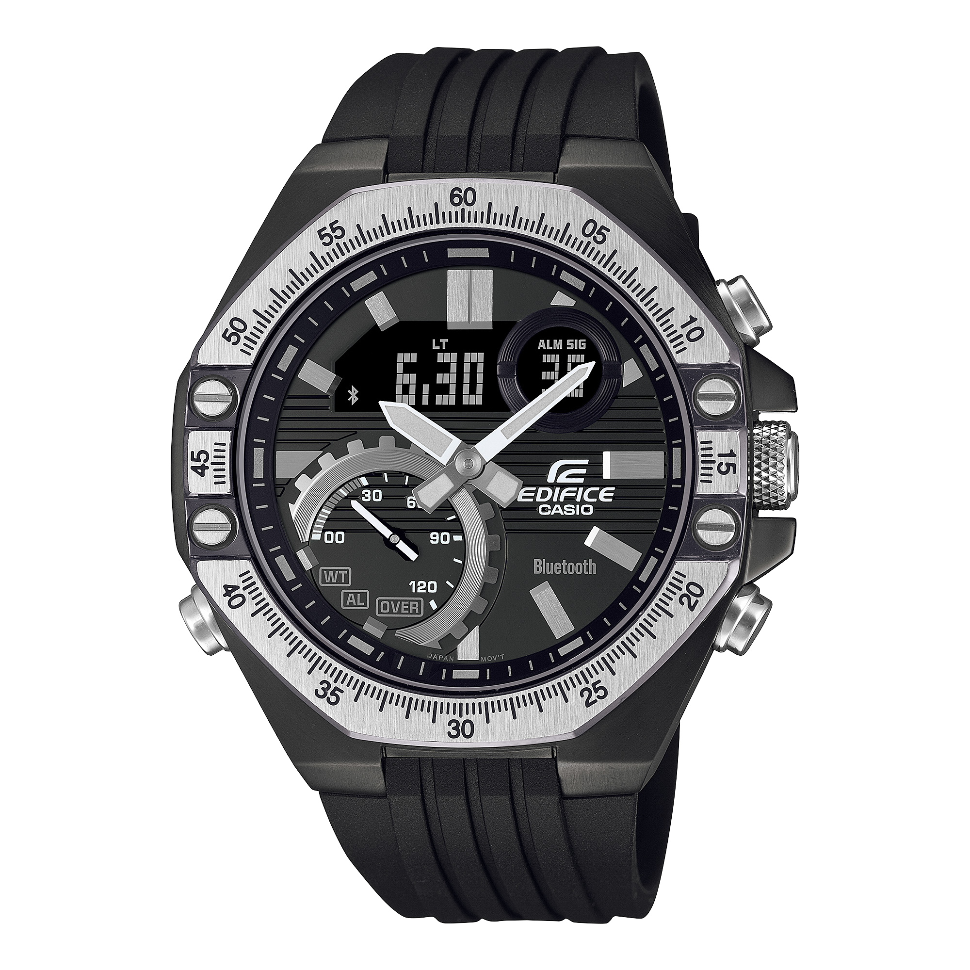ECB-10TP-1A | ซีรีส์ ECB-10 | การเชื่อมต่อกับสมาร์ทโฟน | EDIFICE | นาฬิกา | CASIO (ซีรีส์ที่ได้รับแรงบันดาลใจในการออกแบบจากชุดเครื่องมือยานยนต์)