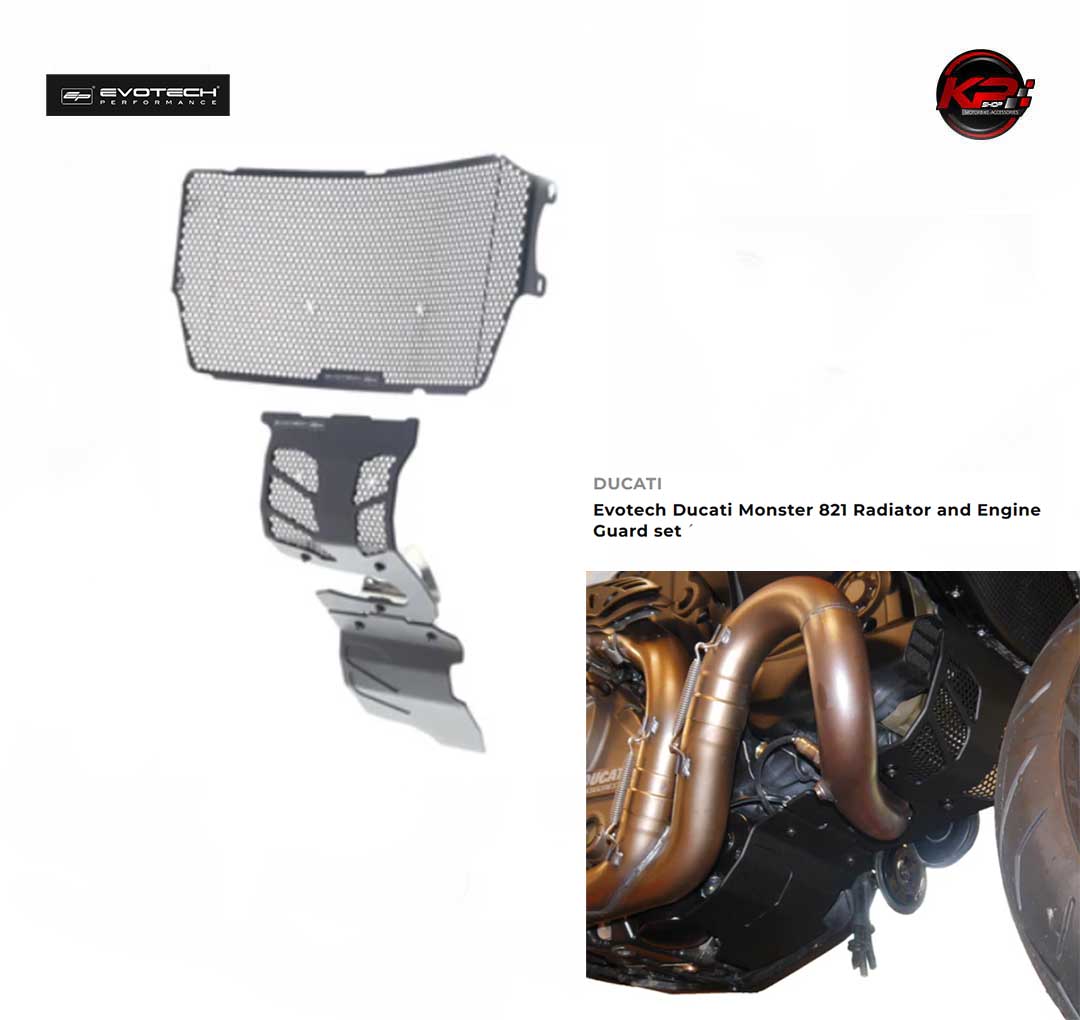การ์ดหม้อน้ำ การ์ดเครื่อง Evotech Ducati Monster 821 Radiator and Engine Guard set