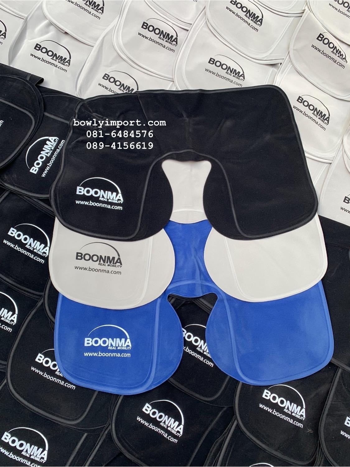 หมอนรองคอเป่าลม เนื้อผ้ากำมะหยี่ พร้อมสกรีนโลโก้