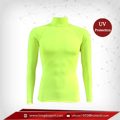 เสื้อรัดกล้ามเนื้อ Rash Guard แขนยาวคอเต่า เขียว-เหลือง greenyellow มี Size S M
