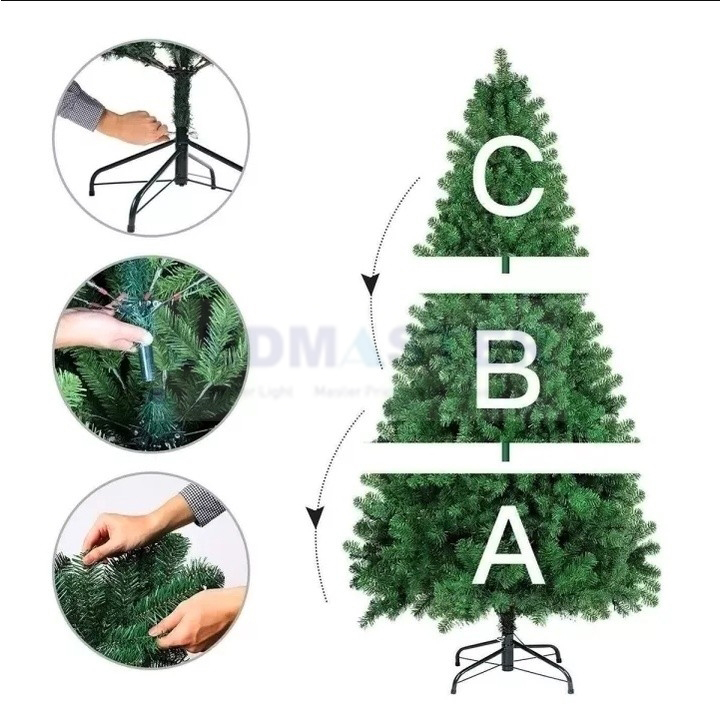 🎄Christmas tree ต้นคริสต์มาส ขนาด 120-210 ซม. ต้นคริสต์มาสปลอม ต้นคริสมาส [ต้นหนา ใบเเน่น ฐานเเข็งเเรง] สีเขียว ไฟประดับ