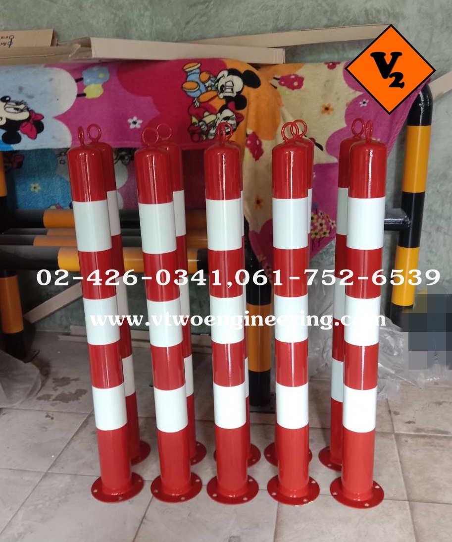 เสาเหล็กกันชน 3 นิ้ว สูง 80 ซม พร้อมห่วงคล้องโซ่ TB0013