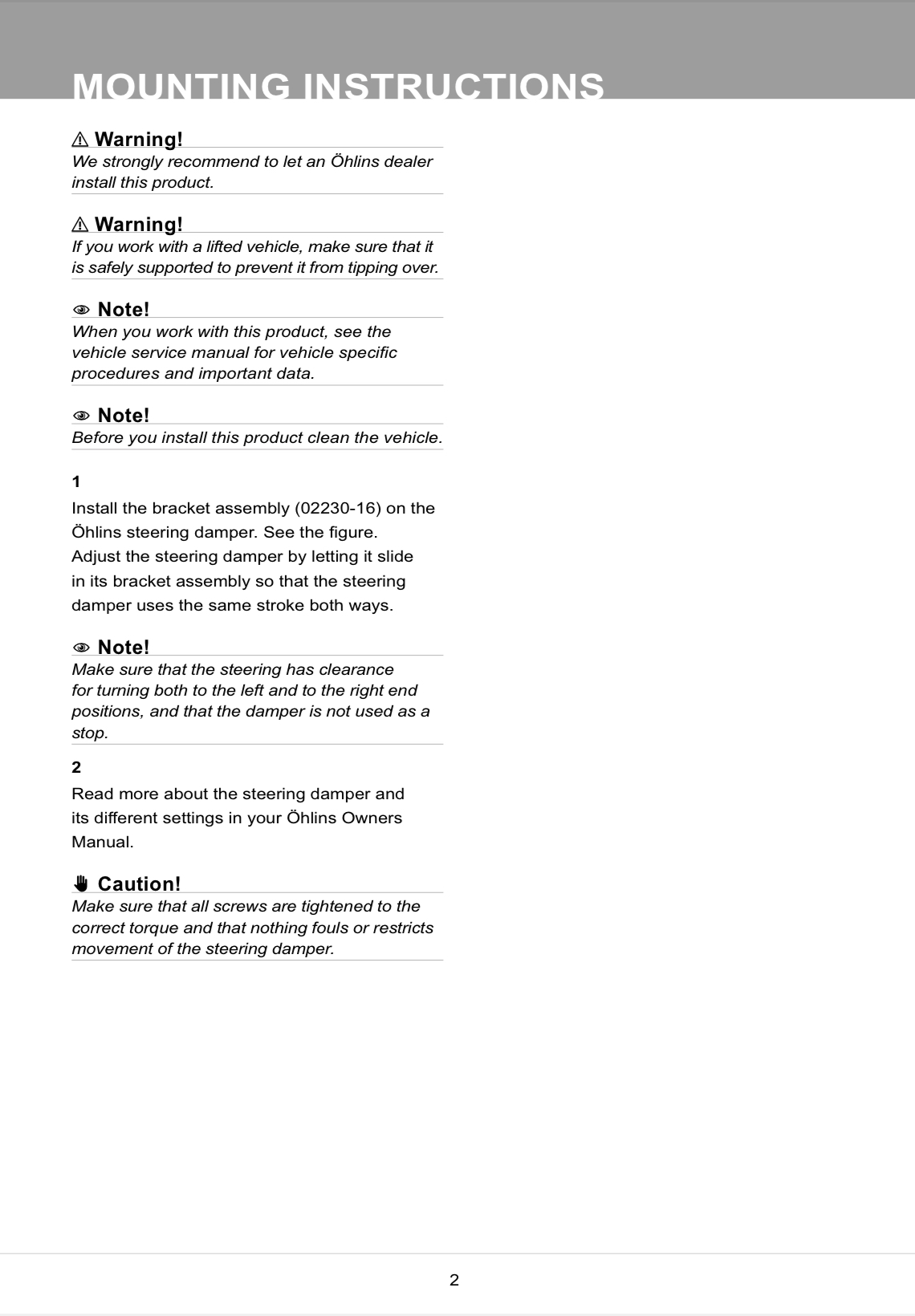 กันสะบัด OHLINS SD 008 สำหรับ Stroke 68 MM