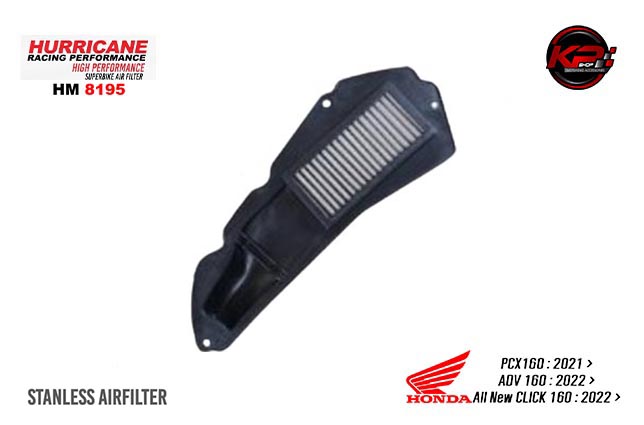 กรองอากาศ HURRICANE FOR HONDA PCX160 / ADV 160/ CLICK 160 (STANLESS) HM8195