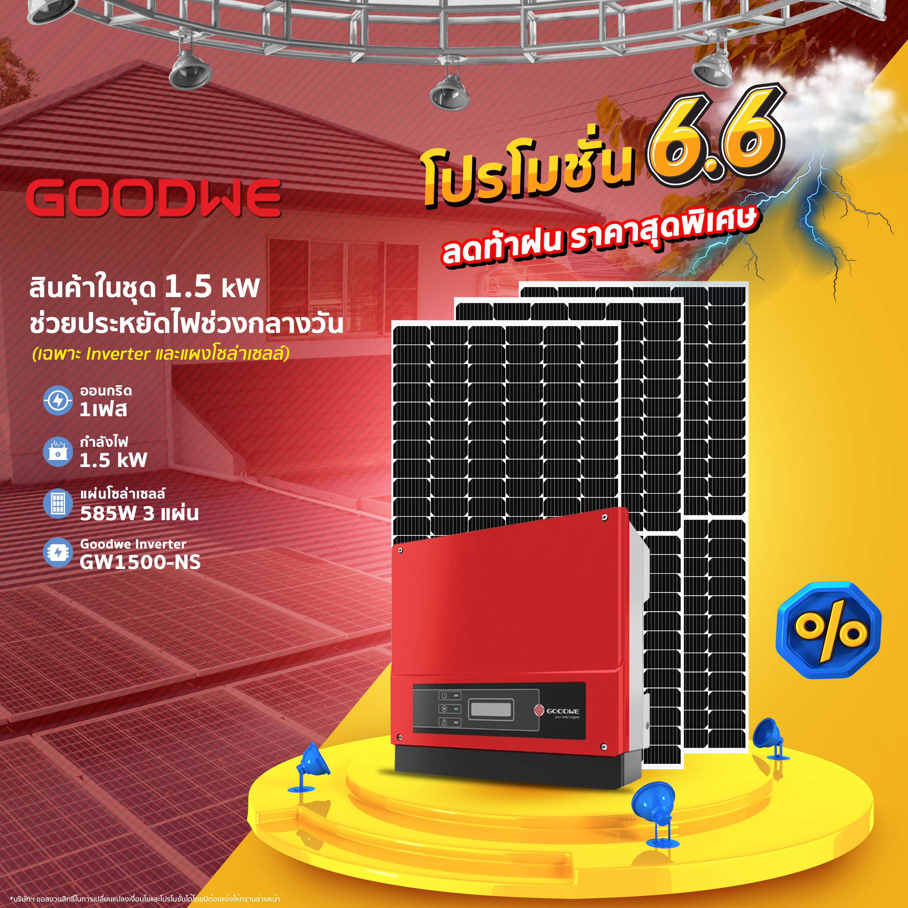 ชุดโซล่าเซลล์ 1.5kW 1Phase (โปรโมชั่น)
