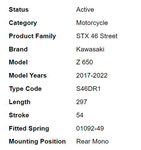 โช๊คหลัง OHLINS KA 736 FOR KAWASAKI NINJA650/Z650 2017-2020