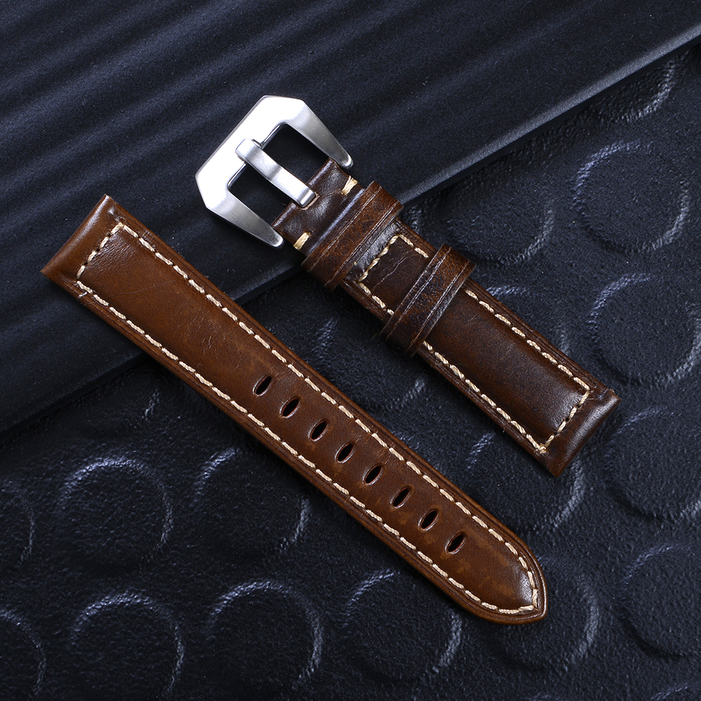 WS-09-10-22-57-60 สายนาฬิกาหนังแท้ GENUINE LEATHER WATCH BAND ขนาด 20 มิล อุปกรณ์เสริมนาฬิกาชายและหญิง ชิ้น 225 กรัม Black-Brown 20 mm