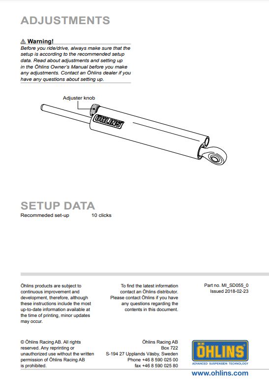 กันสะบัด OHLINS SD 055 FOR YAMAHA R6