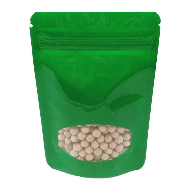 ถุงพลาสติก มีซิป หน้าต่างกลม ด้านในฟอยล์ ตั้งได้ มีหลายสีให้เลือก (50ใบ)