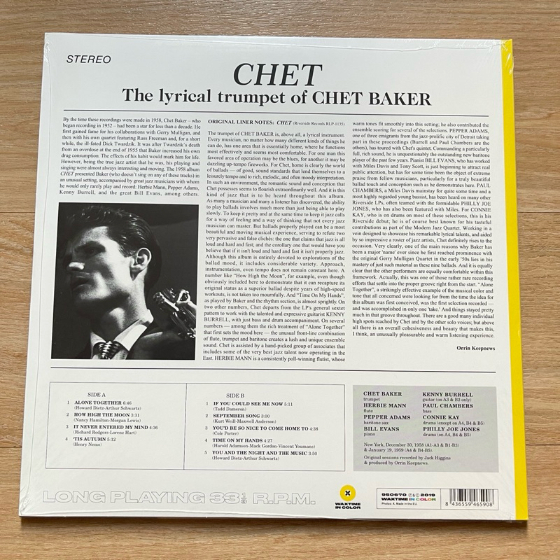 แผ่นเสียง Chet Baker - Lyrical Trumpet of Chet ,Vinyl, LP, Album, Limited Edition Yellow , 180g ,Eu มือหนึ่ง ซีล