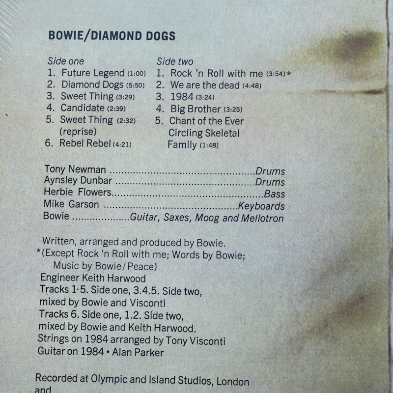 แผ่นเสียง David Bowie - Diamond Dogs, Vinyl, LP, Album, 50th Anniversary Edition, Half Speed มือหนึ่ง ซีล