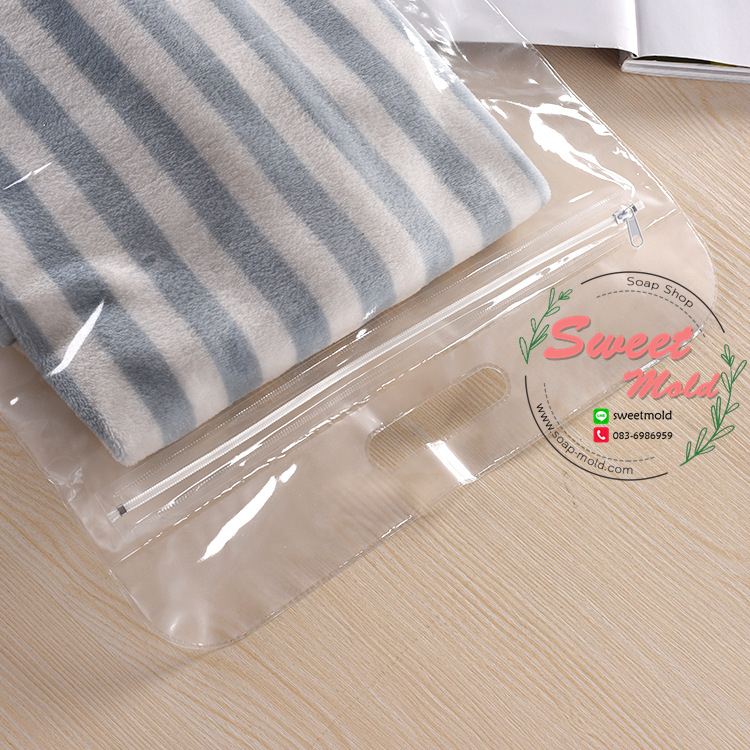 ถุงซองพลาสติกใสขอบมนแบบมีซิปรูด 28x42 cm. 50 ชิ้น รหัสสินค้า : 005447