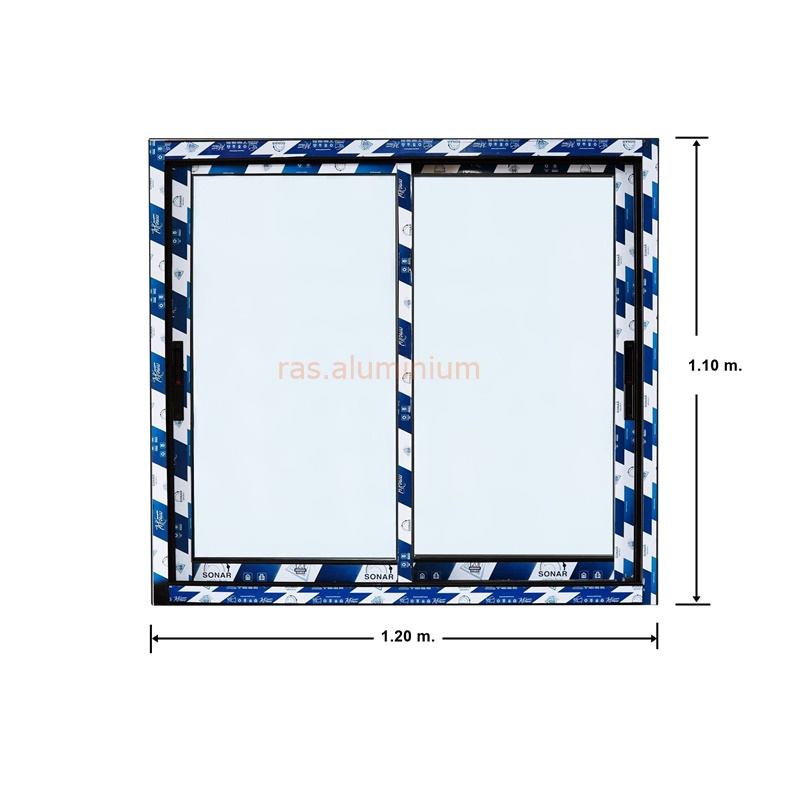 หน้าต่างบานเลื่อน 120 x110 สีดำ ชุดสำเร็จ