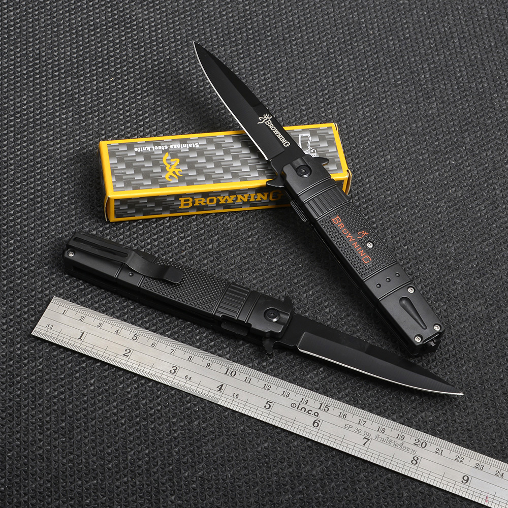 BN-290 มีดพับ มีดพับพกพา มีดเดินป่า มีดแคมปิ้ง Outdoor Tools Browning Folding Knife 1 190 กรัม Black 21 cm.
