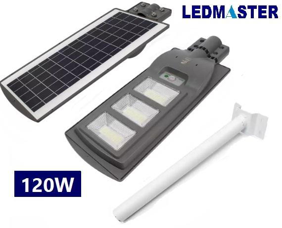 โคมไฟถนนโซล่าเซลล์ 120 วัตต์ 140LED มีระบบ PIR SENSOR เซ็นเซอร์ตรวจจับวัตถุ led solar street light 120W ไฟถนนพลังงานเเสงอาทิตย์ เเสง white ( ขาว ) แสงสีขาว พร้อม ขายึด รุ่น LMT-STE120 ประหยัดพลังงาน ค่าไฟฟรี