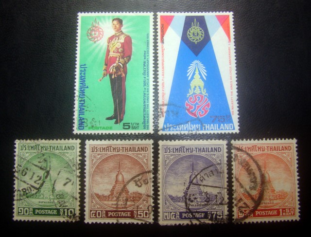 [s2452] แสตมป์ครบ 4 รอบ ในหลวง ร.9 ปี 2518 + แสตมป์ชุดดอนเจดีย์ ปี 2499 ครบชุด ใช้แล้ว ราคาเบา น่าสะสมครับ