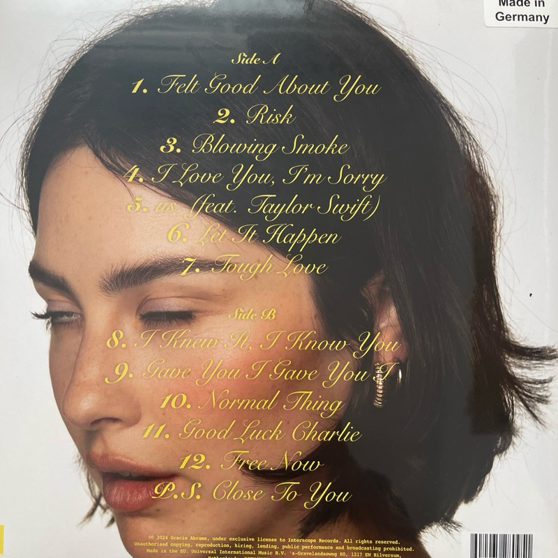แผ่นเสียง Gracie Abrams - The Secret of Us - Vinyl , LP, Album, Yellow, EU มือหนึ่ง ซีล