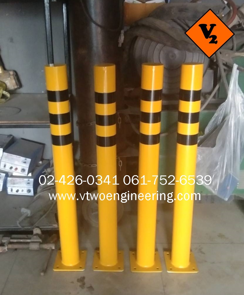 เสาเหล็กกันชน สีเหลือง-ดำ แถบเล็ก สูง 80 ซม. TB001