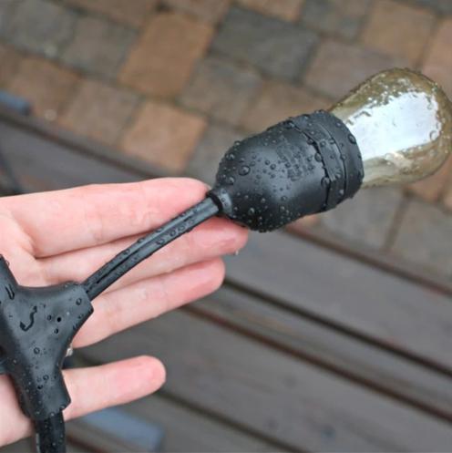 [ ฟรีปลั๊กไฟกันน้ำ ] สายไฟเเพรขั้วระย้า ยาวพิเศษ 10 เมตร/50 เมตร/100 เมตร ขั้ว E27 คุณภาพเกรดAAA งานมอก. สายสีดำ กันน้ำ ไฟห้อยหรือสายไฟหลอดปิงปอง สำหรับไฟประดับตกเเต่งสวน ไฟคริสมาส โรงเเรม งานเเต่ง ร้านอาหาร ปีใหม่ เทศกาลต่างๆ ( เฉพาะสายไฟ )