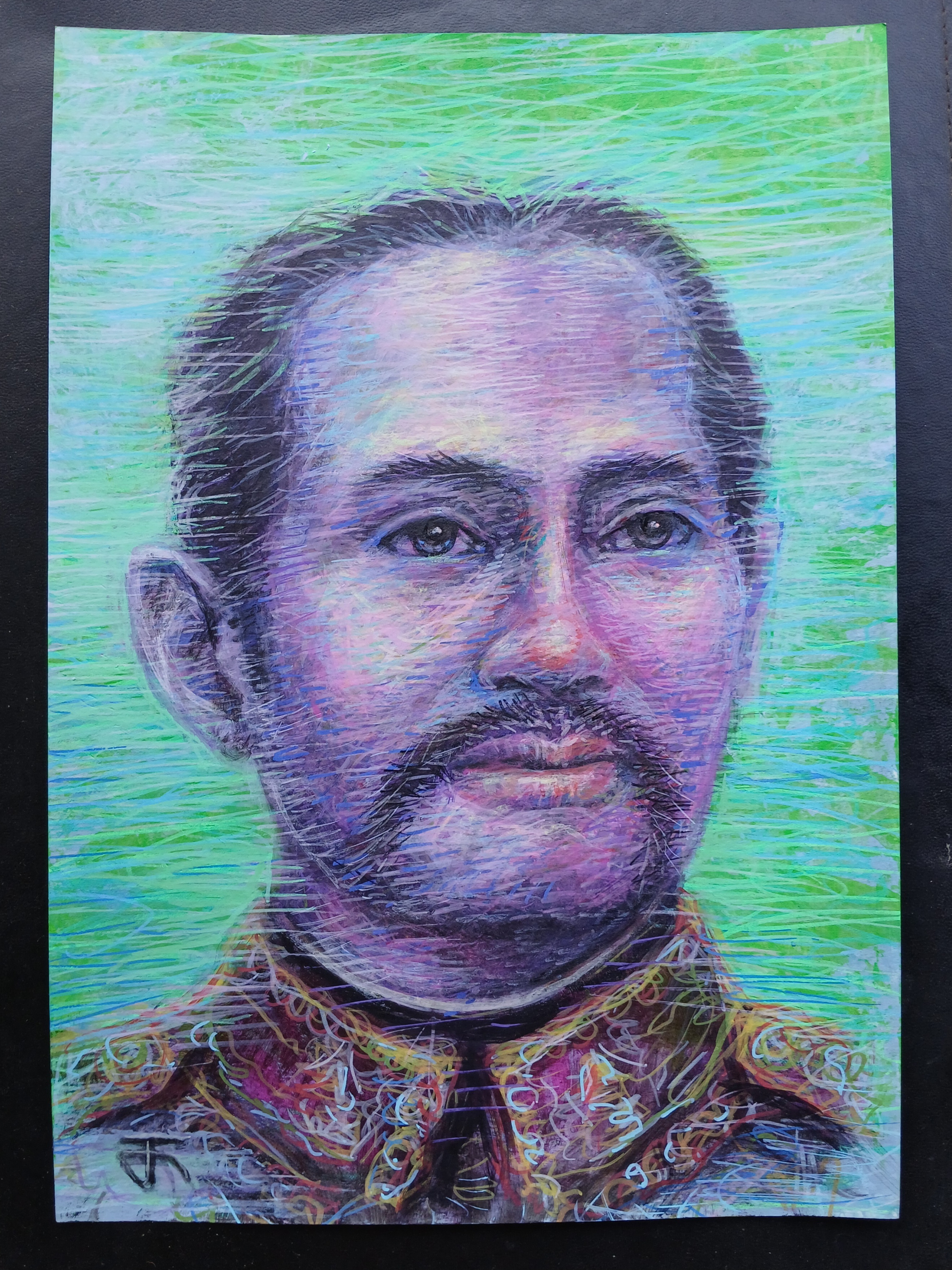 Portrait03 ภาพวาดสีอะครีลิคและวาดเส้นปากกาอะครีลิค แนว colorful บนกระดาษร้อยปอนด์(200 Gsm.) ขนาด (A4) 21 cm. x 29.7 cm. งานวาด มีชิ้นเดียว ไม่ใช่ภาพพิมพ์หรือโปสเตอร์