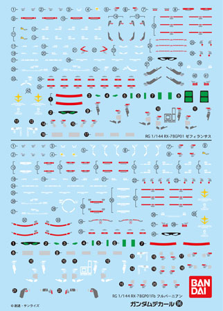 Gundam Decal No.96 For RG Gundam GP01 Zephyranthes/Gundam GP01 Full Vernern