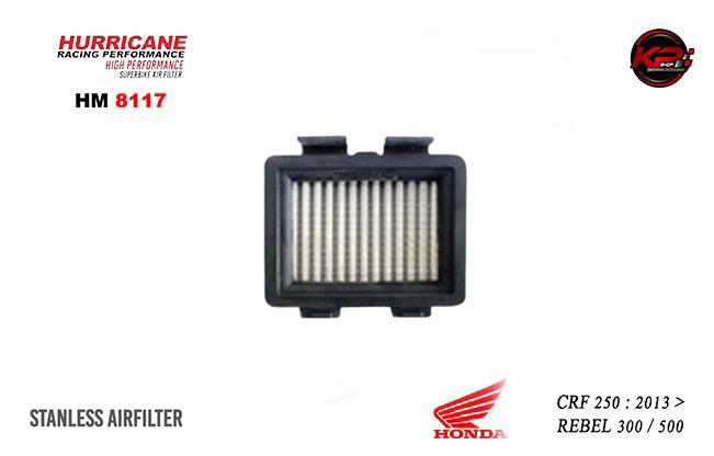 กรองอากาศ HURRICANE FOR HONDA CRF250/REBEL300/500 (STANLESS) HM8117