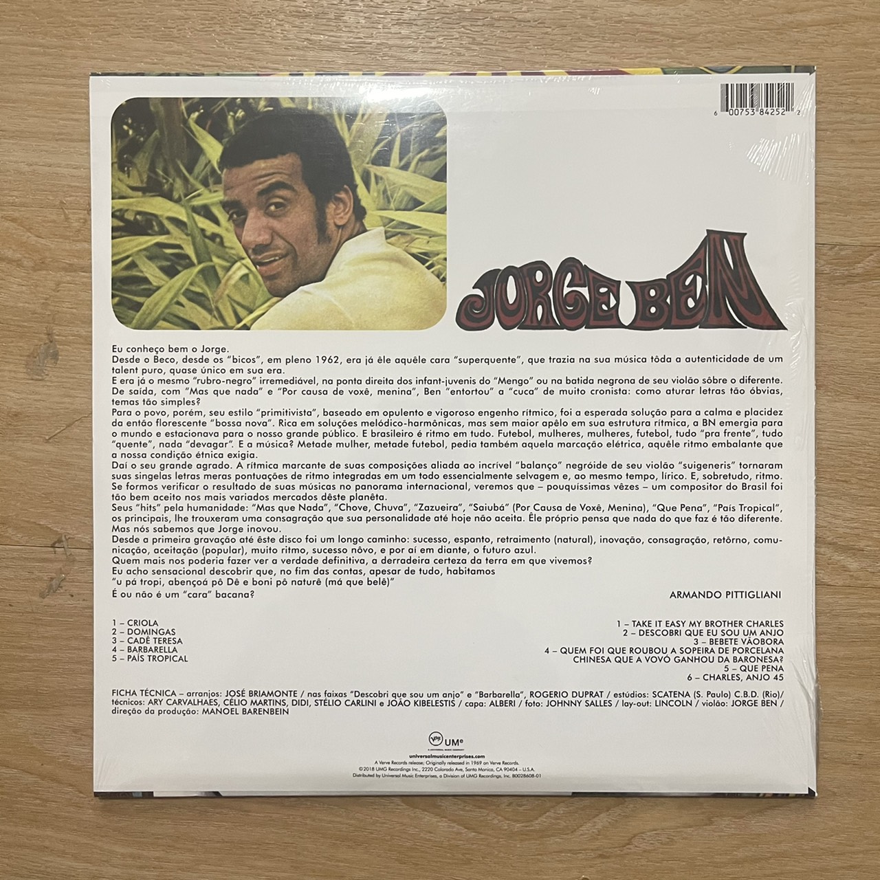 แผ่นเสียง Jorge Ben – Jorge Ben Vinyl, LP, Album, Reissue, Mono Country: US Jazz, Latin มือหนึ่ง ซีล