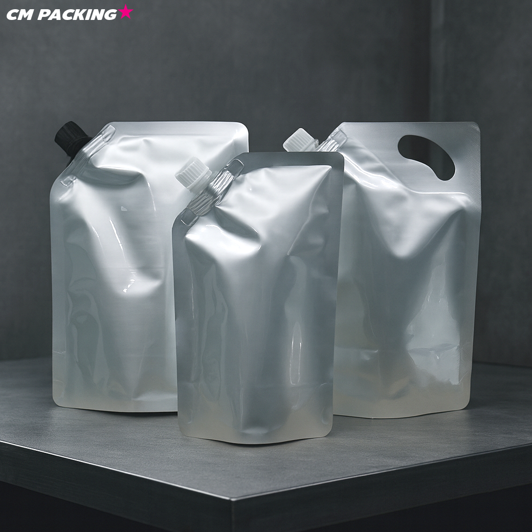 [50ใบ] ถุงอลูมิเนียมฟอยล์ ฝาเกลียว ถุงบรรจุของเหลว/เคมีภัณฑ์ 1 ลิตร จุกใหญ่ 1.6 ซม. (แบบหนาพิเศษ)