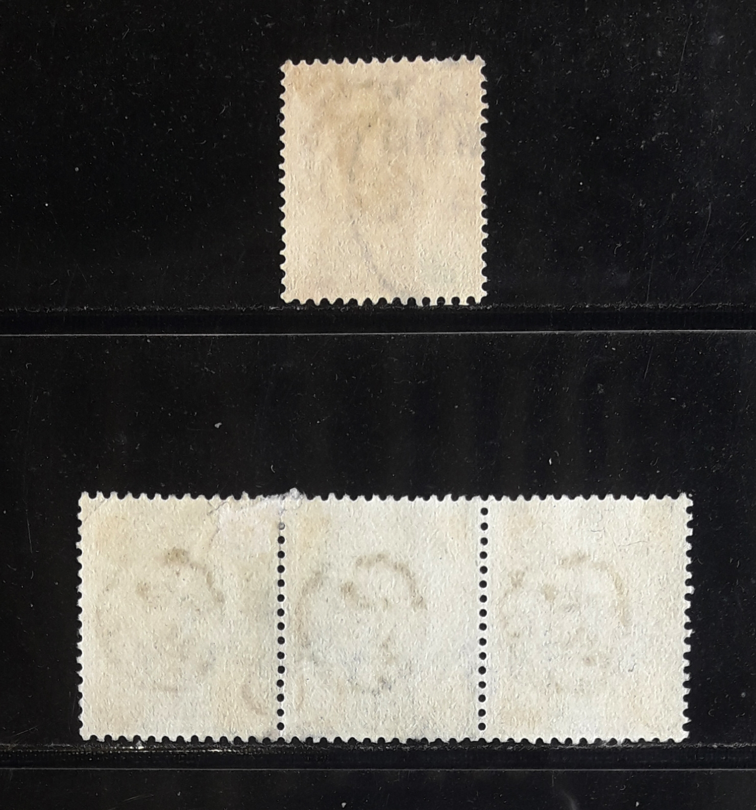 s3354-แสตมป์รัชกาลที่ 5 ชุด2 พระพักตร์ตรง ปี 2430 ลายน้ำกงจักร ดวง 24 อัฐติดตราปากเพรัยว + ดวง 8 อัฐแบบติดกัน ใช้แล้ว ราคาเบา หายาก น่าสะสมครับ