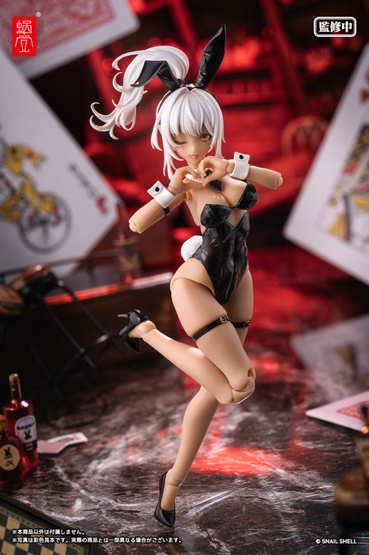 Snail Shell 1/12 Snail Shell Bunny Girl Aileen Sunkissed Ver. + Option Foot Part Set + Cyclone Bunny & Gear Set Deluxe Black Ver. + G.N.PROJECT Option Costume Sune-chan Hoodie Matte Black Ver.