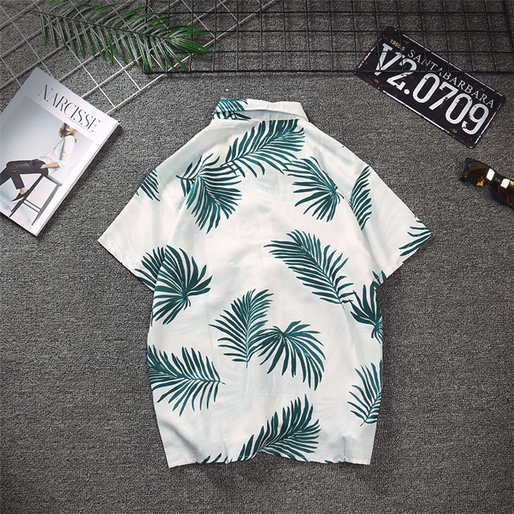 ✅ ลดล้างสต๊อค (S19 ลายใบไม้) เสื้อเชิ้ตแขนสั้น Shirt แฟชั่น เสื้อเที่ยว M L XL XXL 2XL
