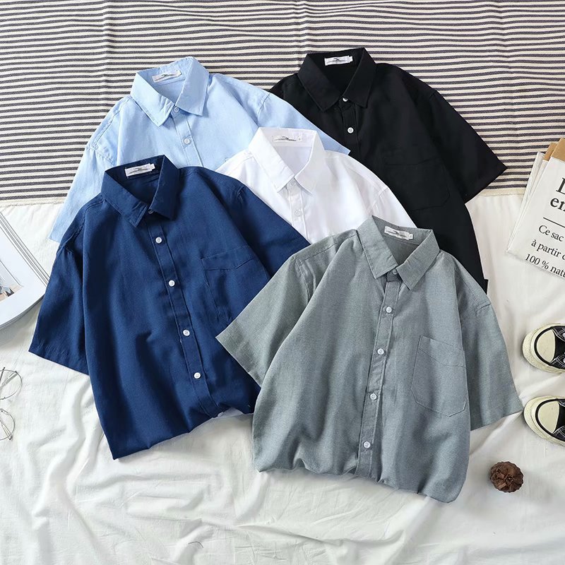 ✅ ลดล้างสต๊อค (S20 สีพื้น) เสื้อเชิ้ตแขนสั้น Shirt แฟชั่น เสื้อเที่ยว M L XL XXL 2XL