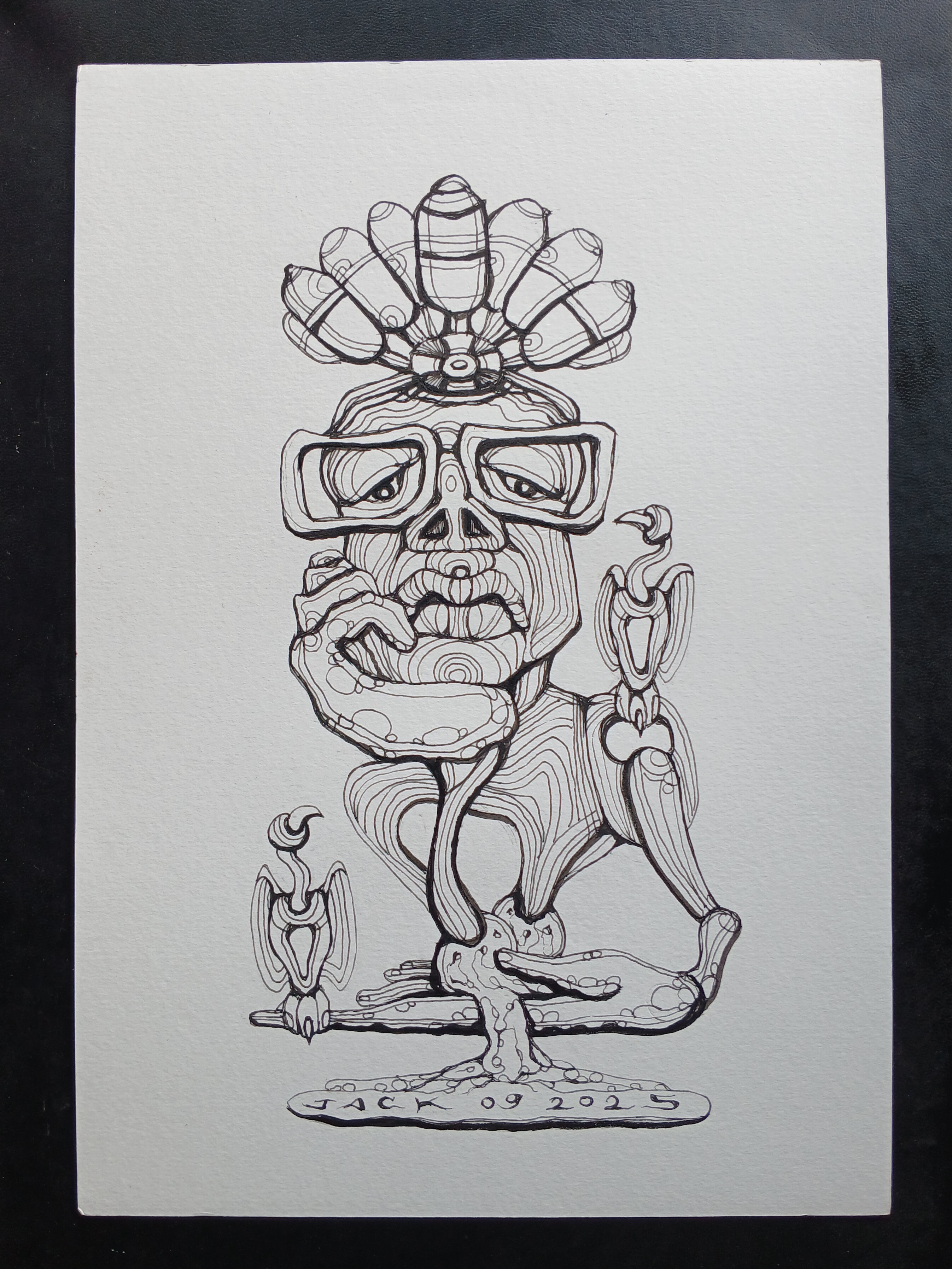 Surreal Portrait 38วาดเส้นปากกา หมึกดำ กระดาษร้อยปอนด์ (200 แกรม) ขนาด 21×29.7 cm. A4