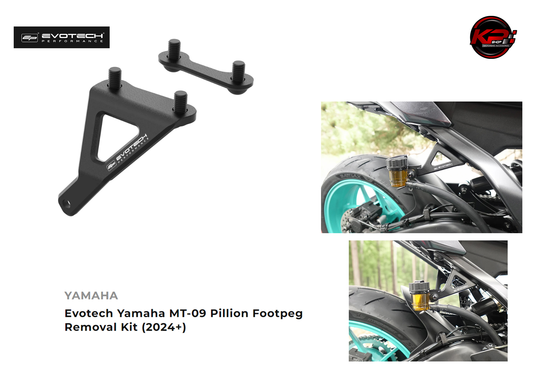 อุดพักเท้า Evotech Yamaha MT-09 Pillion Footpeg Removal Kit (2024+)