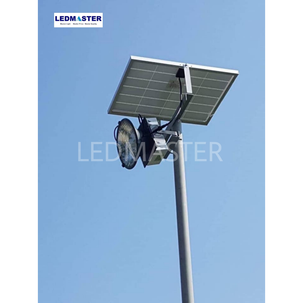 🧿โคมไฟไฮเบย์โซล่าเซลล์ LED (ทรง Tower crane) รุ่นThe Master เเสงพุ่งไกล สว่างมาก ไฟส่ององค์พระประธาน ไฟสนามกีฬา สนามบอล